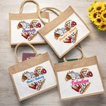 Personalised Baking Tools Love Heart Large Capacity Jute Tote Bag with Name Birthday Gift for Cooking Lovers