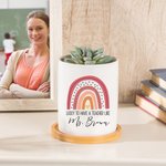 Gepersonaliseerde Lucky To Have A Teacher Like You Regenboog Keramische Plant Pot met Bamboe Basis en Naam Waardering Verjaardagscadeau voor Leraar
