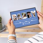 Personalised Multicolour Photo Frame with Text and 1-8 Names Home Decoration Birthday Father's Day Gift for Father Grandpa