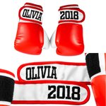 Personalized Leather Kid Youth Boxing Gloves with Embroidered Name for Kickboxing Muay Thai MMA Birthday Sport Gift for Boy Girl