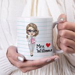 Taza de café de cerámica blanca personalizada It Takes A Big Heart To Shape Little Minds con título y nombre Regalo de agradecimiento de vuelta al col