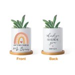 Gepersonaliseerde Lucky To Have A Teacher Like You Regenboog Keramische Plant Pot met Bamboe Basis en Naam Waardering Verjaardagscadeau voor Leraar