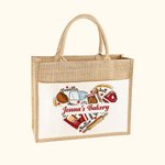 Personalised Baking Tools Love Heart Large Capacity Jute Tote Bag with Name Birthday Gift for Cooking Lovers