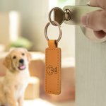 Personalized Line Drawing Pet Portrait Leather Keychain with Name Multicolour Available Birthday Gift for Pet Lovers Owners
