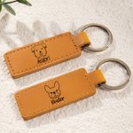 Personalized Line Drawing Pet Portrait Leather Keychain with Name Multicolour Available Birthday Gift for Pet Lovers Owners