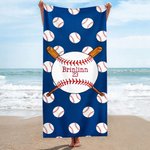 Personalized Oversized Embroidery Monogrammed Baseball Beach Towel Quick Dry Summer Travel Essential Birthday Gift for Sports Lover