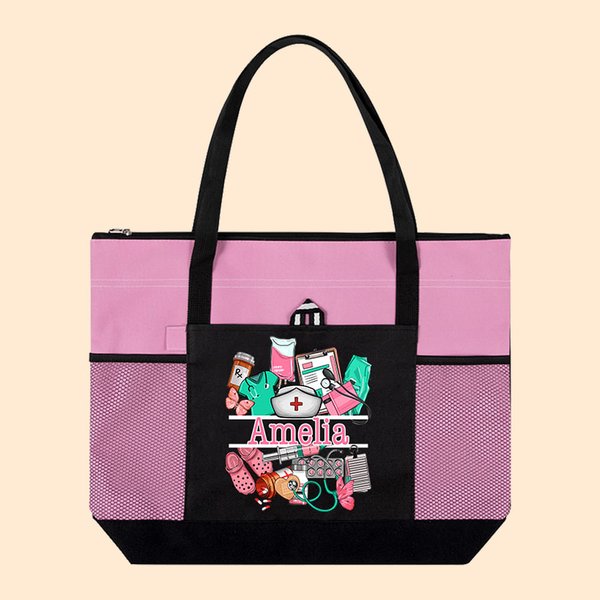 Elementi medici personalizzati Borsa Tote di grande capacità con nome Regalo di laurea di apprezzamento per il personale medico infermieristico Studente
