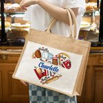 Personalised Baking Tools Love Heart Large Capacity Jute Tote Bag with Name Birthday Gift for Cooking Lovers