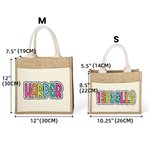 Personalised Dalmatian Dots Jute Tote Bag with Pocket and Colourful Name Reusable Back to School Wedding Beach Gift for Women