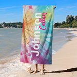 Henkilökohtainen ylimitoitettu ylisuuri Nopea kuivaus Tie Dye rantapyyhe nimellä Syntymäpäivä Kesäloma Party lahja hänelle