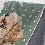 Personalized Paw Fish Bone Pet Photo Collages Soft Throw Blanket with Name Birthday Memorial Gift for Dog Cat Pet Lovers