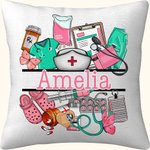 Personalisierte Medical-Themed Design Multicolor Throw Kissenbezug mit Namen Wertschätzung Krankenschwester Woche Geschenk für Krankenschwester Arzt m