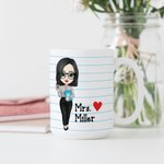 Taza de café de cerámica blanca personalizada It Takes A Big Heart To Shape Little Minds con título y nombre Regalo de agradecimiento de vuelta al col
