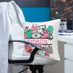 Personalisierte Medical-Themed Design Multicolor Throw Kissenbezug mit Namen Wertschätzung Krankenschwester Woche Geschenk für Krankenschwester Arzt m