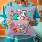 Personalisierte Medical-Themed Design Multicolor Throw Kissenbezug mit Namen Wertschätzung Krankenschwester Woche Geschenk für Krankenschwester Arzt m
