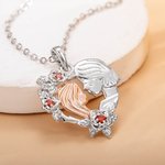 Henkilökohtainen Two-Tone isoäiti tyttärentytär Rose Heart kaulakoru Birthstone Syntymäpäivä Äitienpäivä lahja hänelle