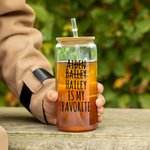 Personalisierte lustige Lieblingskind 12oz 16oz 20oz Glas Becher mit 2-7 Kindernamen Deckel und Strohhalm Geburtstag Thanksgiving Geschenk für Familie