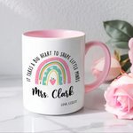 Personlig It Takes A Big Heart to Shape Little Minds Keramisk kaffemugg med regnbåge och text Tillbaka till skolan Uppskattningsgåva till lärare