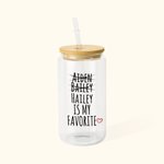 Personalisierte lustige Lieblingskind 12oz 16oz 20oz Glas Becher mit 2-7 Kindernamen Deckel und Strohhalm Geburtstag Thanksgiving Geschenk für Familie