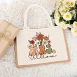 Gepersonaliseerde Retro Wilde Bloemen MRS. Jute draagtas met naam Bruidsschower Lerarendag cadeau voor vrouwen