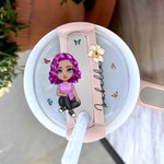 Personlig tecknad flicka kvinnor födelseblomma tumbler namntagg lock topplock för 20oz till 40oz Stanley tumbler tillbehör födelsedagspresent till henne