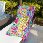 Personalised Quick Dry Retro Paisley Oversized Soft Microfiber Beach Towel with Name Summer Travel Essential Party Birthday Gift for Women