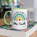 Personlig It Takes A Big Heart to Shape Little Minds Keramisk kaffemugg med regnbåge och text Tillbaka till skolan Uppskattningsgåva till lärare