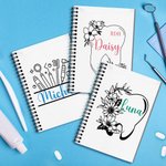 Personalised Floral Tooth Dental Tools A5 Spiral Notebook with Title and Name Thank You Graduation Gift for Dentists
