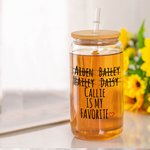 Personalisierte lustige Lieblingskind 12oz 16oz 20oz Glas Becher mit 2-7 Kindernamen Deckel und Strohhalm Geburtstag Thanksgiving Geschenk für Familie