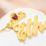 Collana con ciondolo personalizzato in argento sterling con corona e cuore, regalo di compleanno per la festa della mamma.