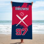 Serviette de Plage Baseball Personnalisée avec Nom et Numéro Cadeau Anniversaire Voyage d'Été pour Amateur de Sport