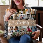 Personalized Family 20 Photos Collage Throw Pillow Cover with Name Home Decor Birthday Anniversary Gift for Family