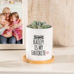 Maceta de cerámica y bandeja de bambú personalizadas con nombres Día de la Madre Cumpleaños Regalo para Mamá Abuela