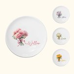 Personalized Birth Flower Bouquet Ring Dish Jewellery Tray with Name Birthday Bridesmaid Party Gift for Her