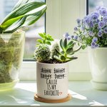 Maceta de cerámica y bandeja de bambú personalizadas con nombres Día de la Madre Cumpleaños Regalo para Mamá Abuela