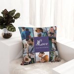 Personalized Heart Love Photo Collage Throw Pillow Cover with Text Home Decor Birthday Anniversary Housewarming Gift for Couple Family