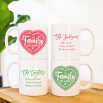 Personalized Family Will Always Be Connected By Heart Ceramic Mug with Multicolour Love Heart and Names Birthday Farewell Gift for Family