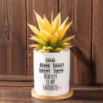 Maceta de cerámica y bandeja de bambú personalizadas con nombres Día de la Madre Cumpleaños Regalo para Mamá Abuela