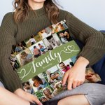 Personalized Family 20 Photos Collage Throw Pillow Cover with Name Home Decor Birthday Anniversary Gift for Family