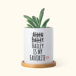 Maceta de cerámica y bandeja de bambú personalizadas con nombres Día de la Madre Cumpleaños Regalo para Mamá Abuela
