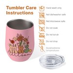 Personalisierte Vintage Wildblumen Frau 12oz Wein Becher mit Namen und Strohhalm Reinigungsbürste Hochzeit zurück zu Schule Geschenk für Braut Lehrer