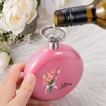 Personalised Glitter Birth Flower Bouquet 5oz Flask with Rhinestone Lid and Name Birthday Bridesmaid Party Gift for Her