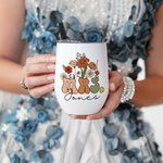 Personalisierte Vintage Wildblumen Frau 12oz Wein Becher mit Namen und Strohhalm Reinigungsbürste Hochzeit zurück zu Schule Geschenk für Braut Lehrer