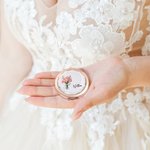 Personalised Portable Birth Flower Makeup Mirror with Name Wedding Bridal Shower Gift for Women