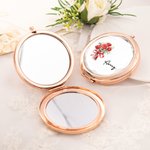 Personalised Portable Birth Flower Makeup Mirror with Name Wedding Bridal Shower Gift for Women