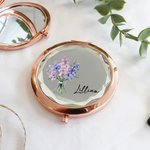 Personalised Portable Birth Flower Makeup Mirror with Name Wedding Bridal Shower Gift for Women