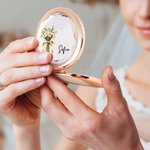 Personalised Portable Birth Flower Makeup Mirror with Name Wedding Bridal Shower Gift for Women
