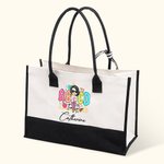 Personalised Retro ABCD Teacher Tour Cartoon Character Canvas Tote Bag with Name Appreciation Back to School Travel Gift for Teacher