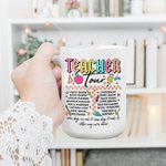 Spersonalizowany kubek ceramiczny ABCD Teacher Tour Retro Neon Letter 11oz 15oz z imieniem i nazwiskiem Powrót do szkoły Prezent dla nauczyciela