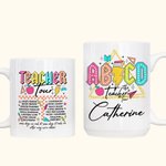 Spersonalizowany kubek ceramiczny ABCD Teacher Tour Retro Neon Letter 11oz 15oz z imieniem i nazwiskiem Powrót do szkoły Prezent dla nauczyciela